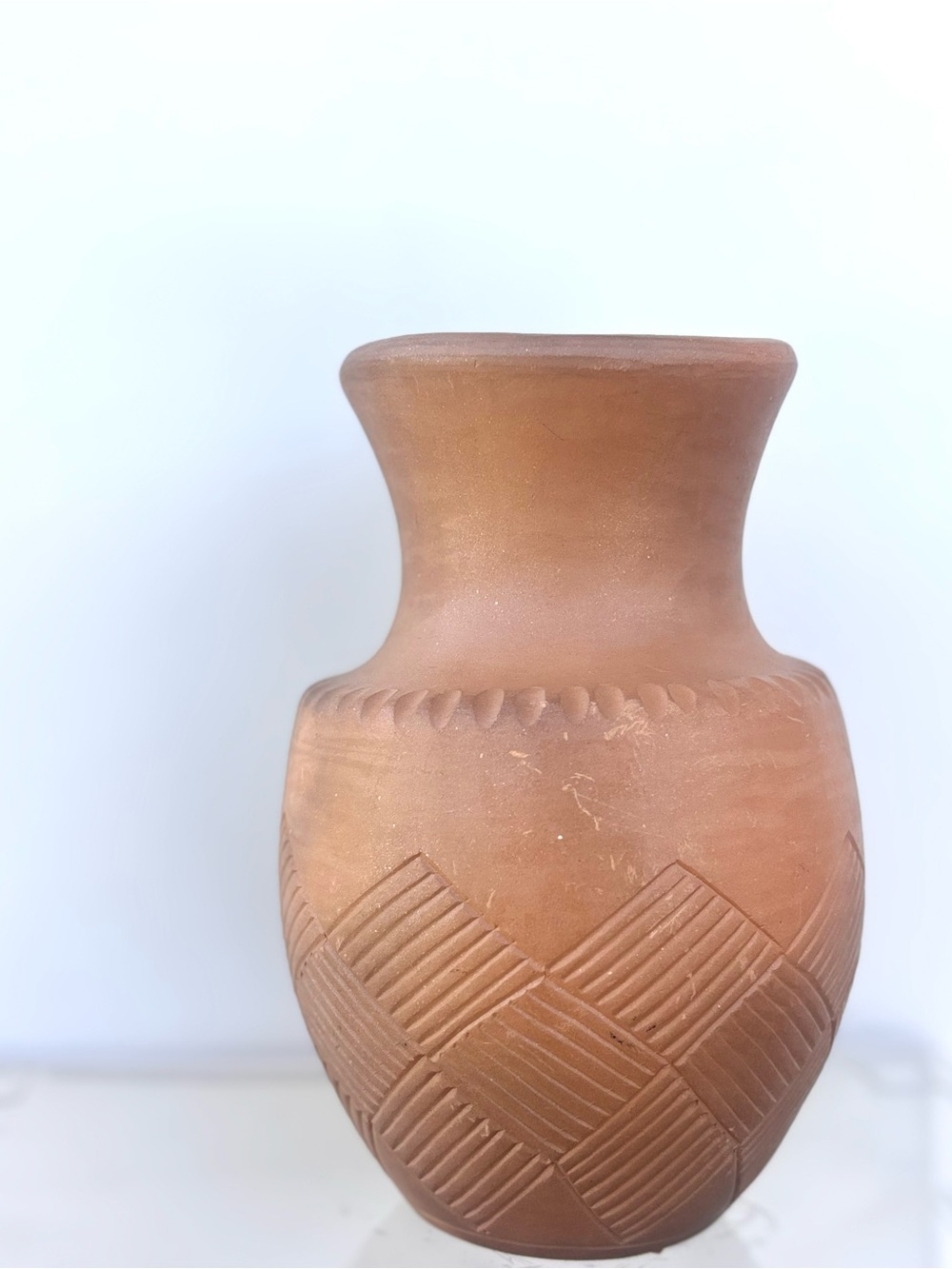 Vintage Cherokee Pottery Terracotta Vase Signed Ossie Smith Osceola NC Art Clay